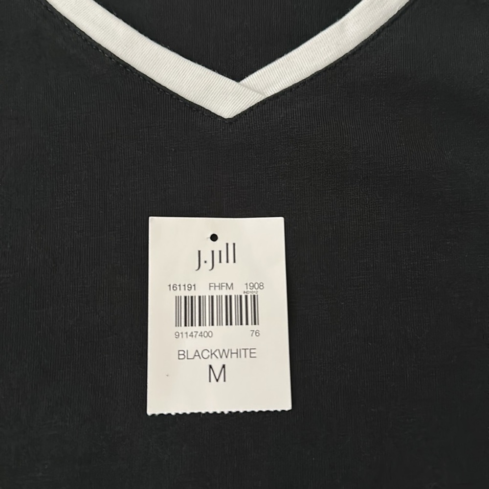 J. Jill Fit Black and White Progress Color Block Tunic Top Size M - Picture 3 of 11